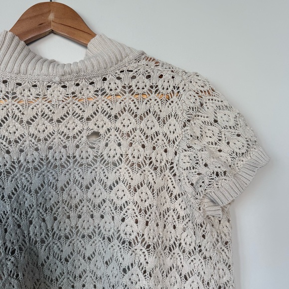 3/$20⚡️ Croft & Barrow Cream Knit Short Sleeve Cardigan Festival Boho Bohemian - Picture 12 of 15